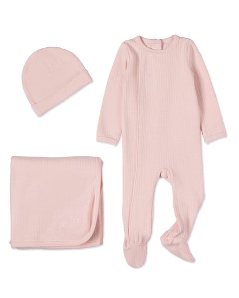 3 Piece Baby Cotton Rich Pointelle Footie Set