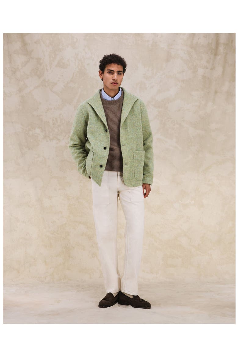 Scotland Herringbone Tweed Jacket, Alternate, color, SAGE