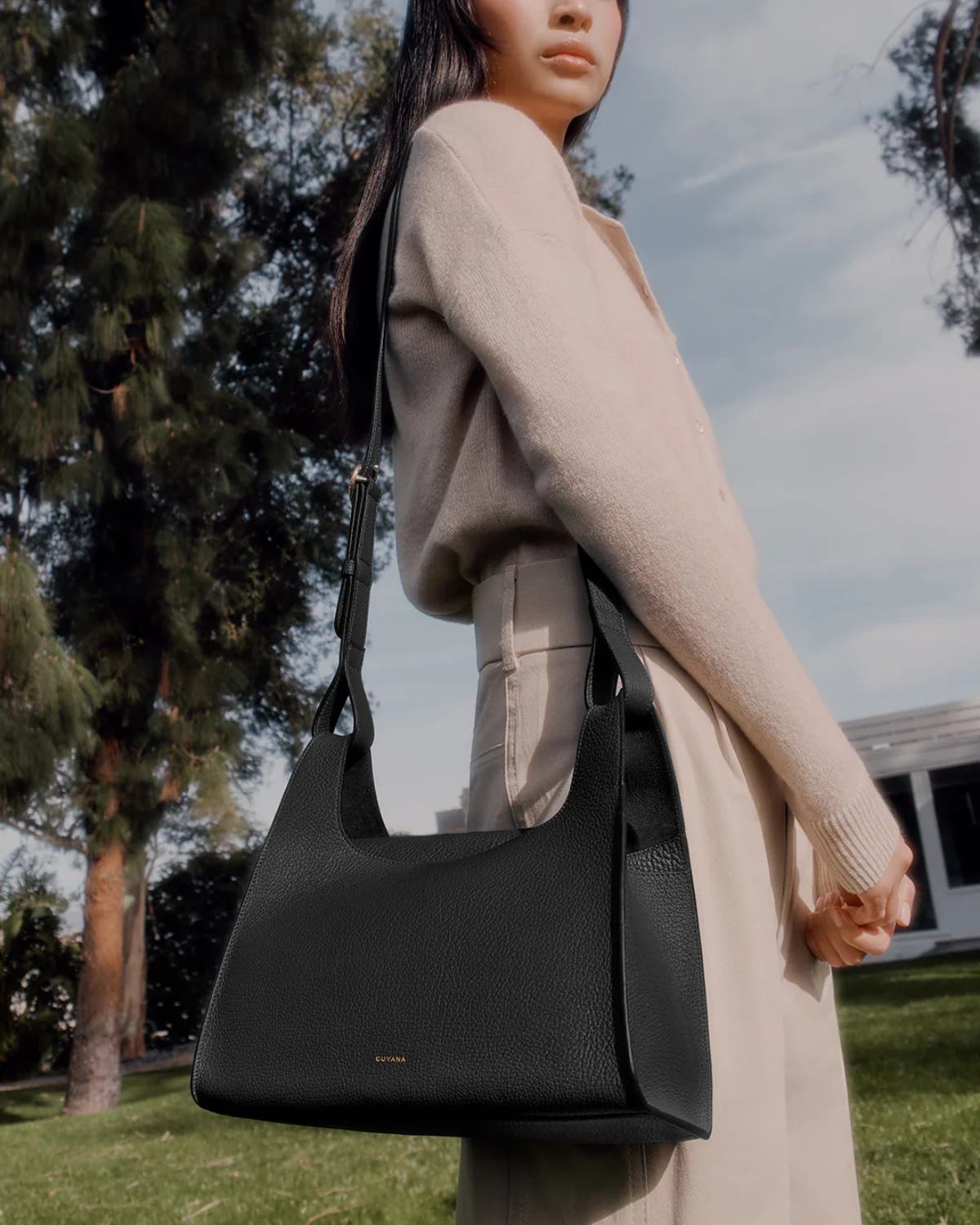 Cuyana Double Loop Bag, Alternate, color, Black