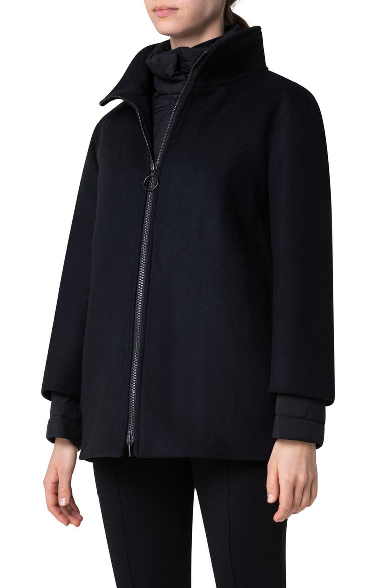 2-in-1 Felted Wool Blend Car Coat, Alternate, color, 009 BLACK