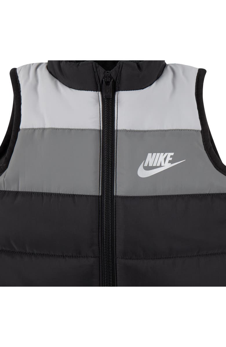 Nike Colorblock Puffer Vest, Long Sleeve Tee & Joggers Set, Alternate, color, 023Black