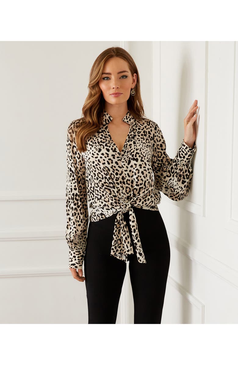 Karen Kane Print Tie Front Top, Alternate, color, 