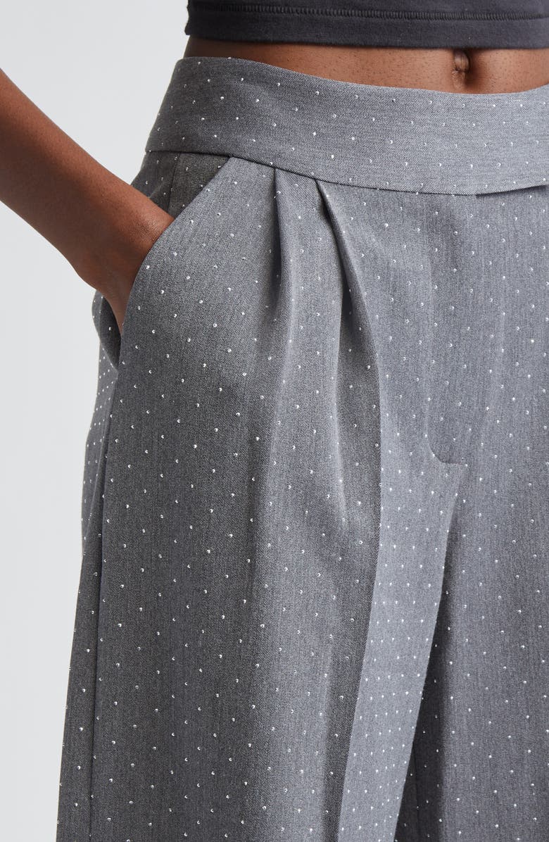 LaQuan Smith Relaxed Fit Tailored Crystal Trousers, Alternate, color, Grey