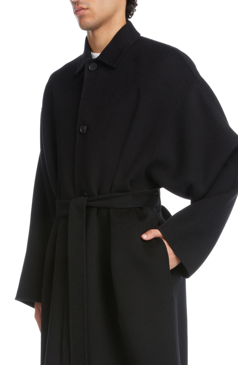Acne Studios Belted Double Face Wool Coat, Alternate, color, Black
