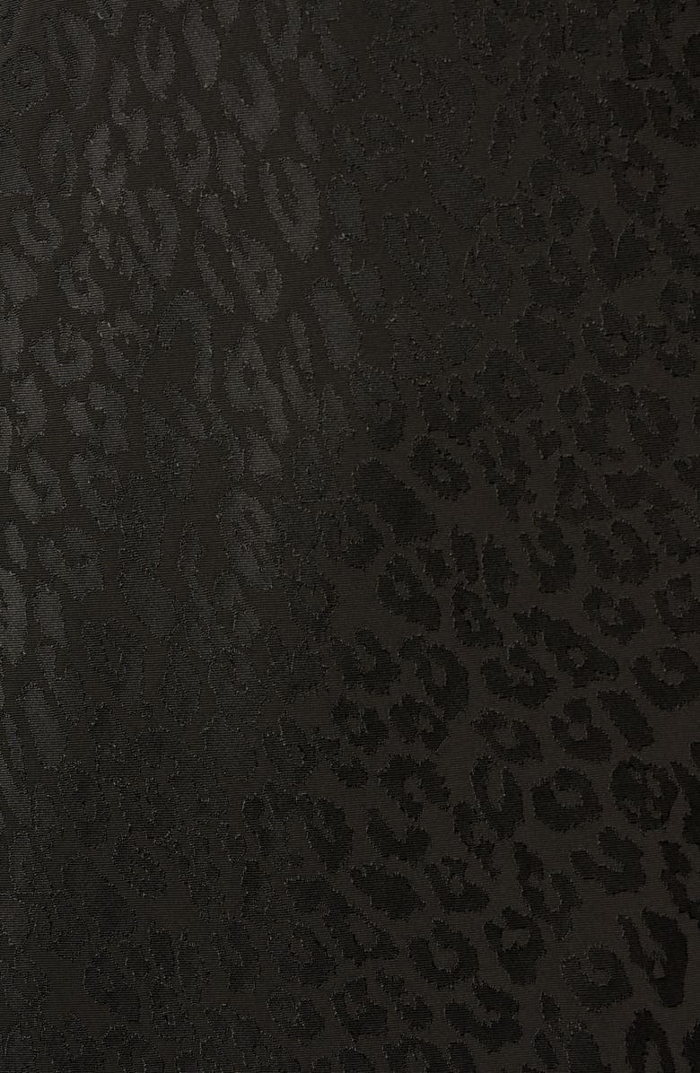 Adrianna Papell Leopard Jacquard & Lace Halter Gown., Alternate, color, Black