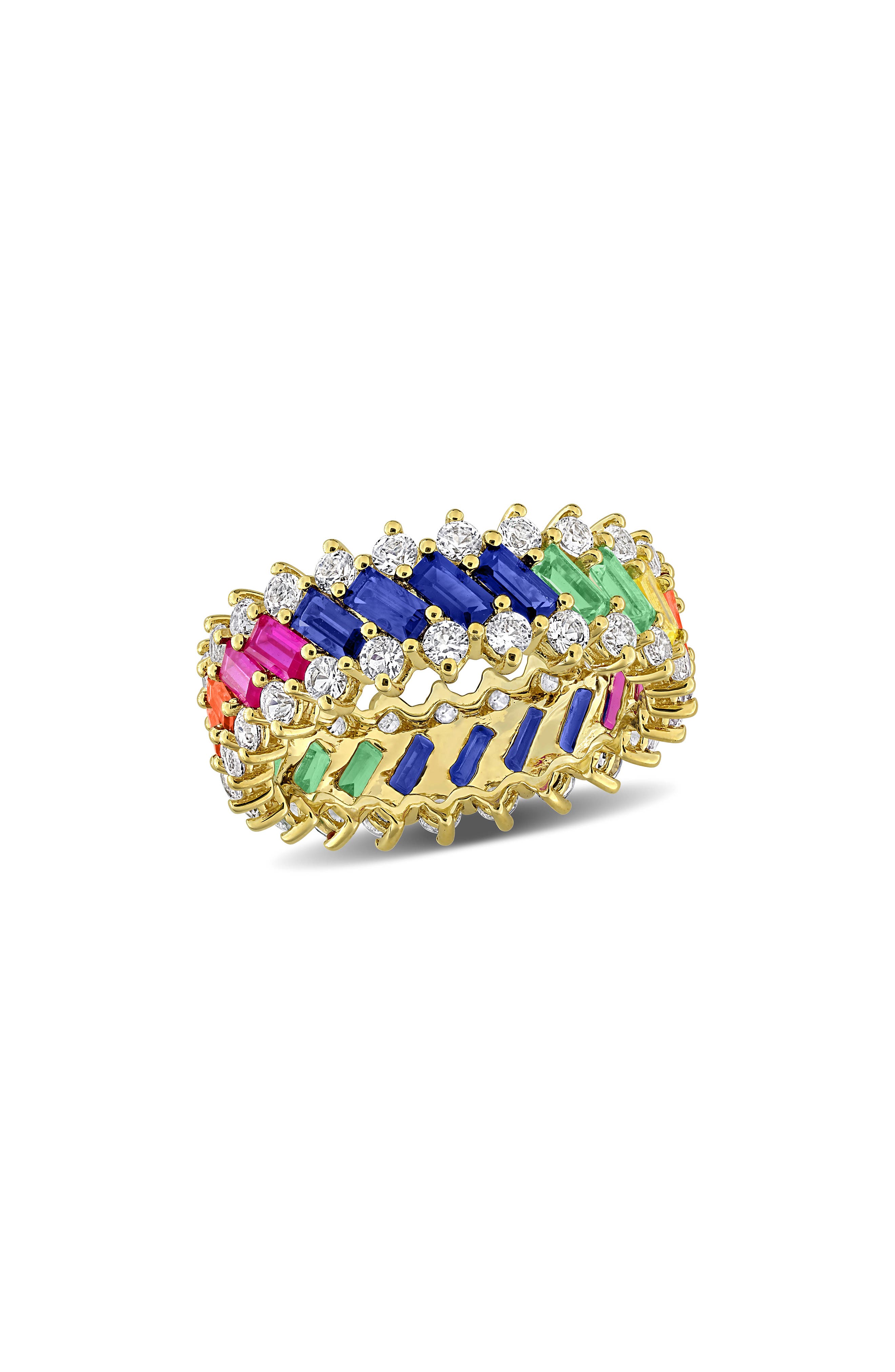 Multi-Color Lab Grown Sapphire Multi-Row Ring