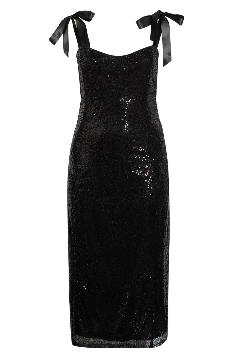 SUGARLIPS Adelisa Sequin Tie Strap Midi Dress, Alternate, color, Black