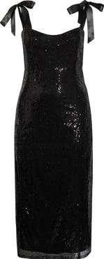 SUGARLIPS Adelisa Sequin Tie Strap Midi Dress