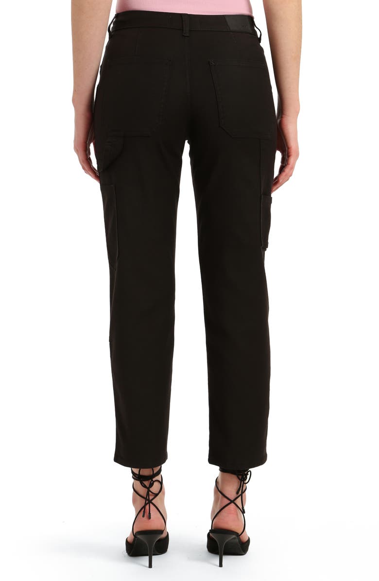 Mavi Jeans Luisa High Waist Straight Leg Twill Carpenter Pants, Alternate, color, Black Luxe Twill