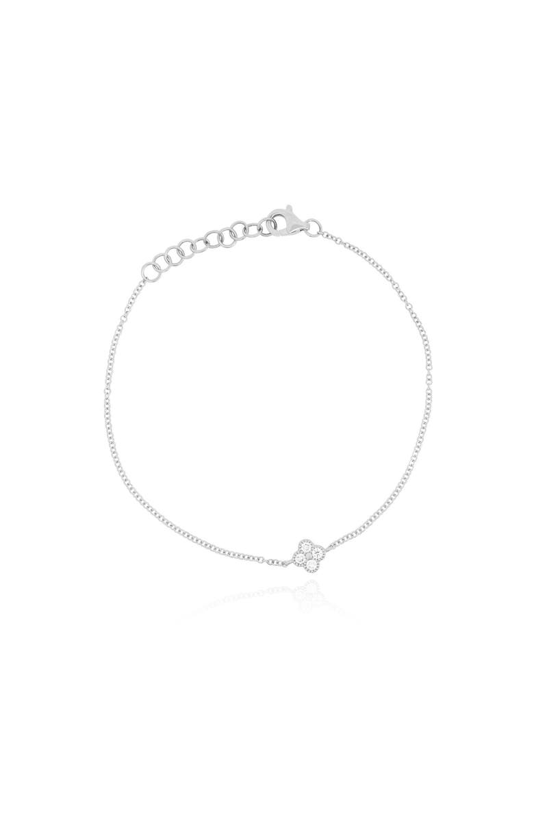 The Lovery Fine Jewelry Diamond Single Clover Bracelet, Main, color, White Gold