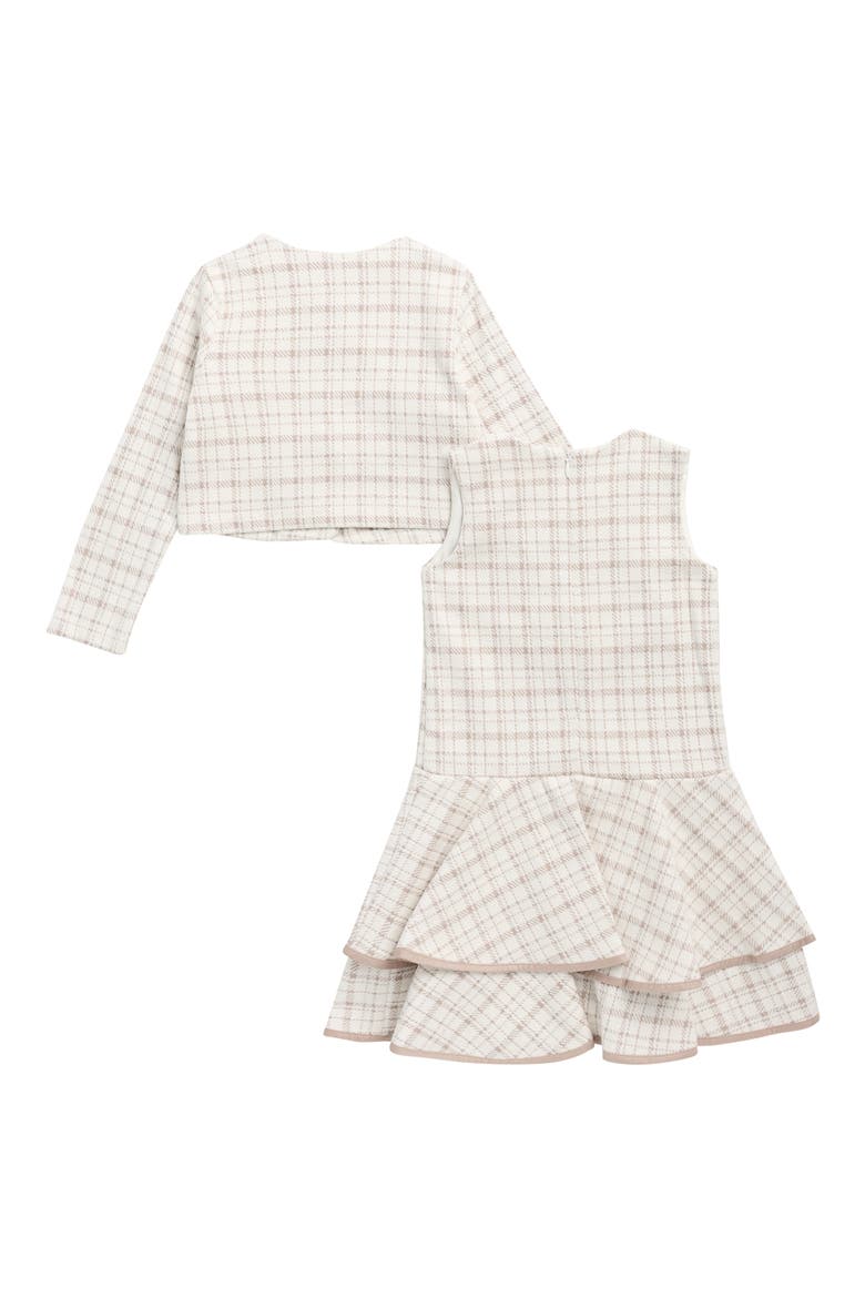 Kids' Plaid Sleeveless Dress & Cardigan Set, Alternate, color, TAN IVORY PLAID