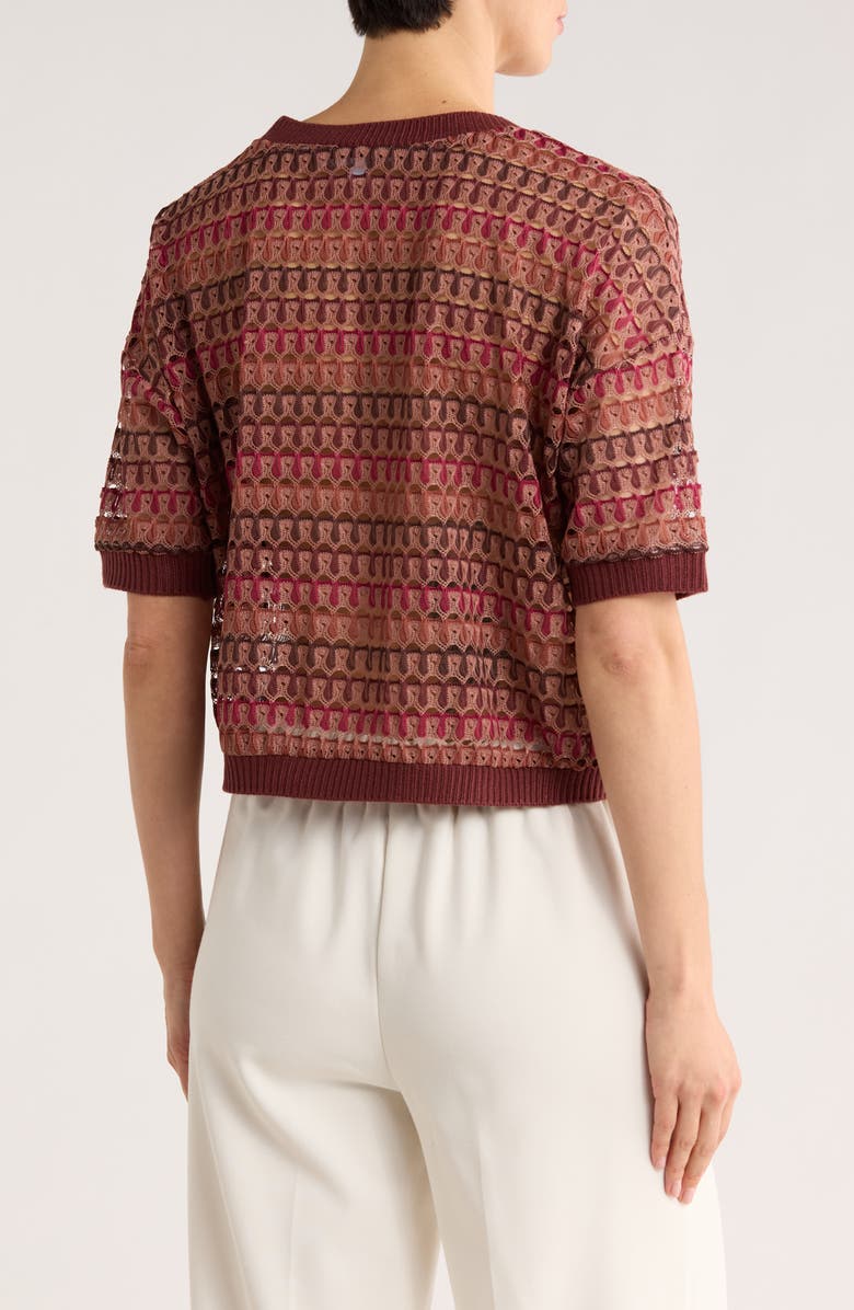 Daniel Rainn Openwork Stripe Sweater, Alternate, color, Burgundy
