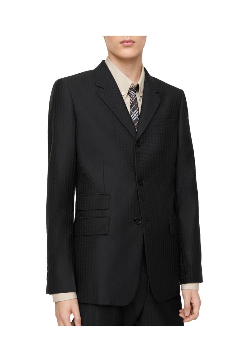 Striped Wool Mohair Tailored Jacket, Alternate, color, Black