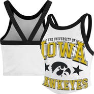 '47 Women's '47 White Iowa Hawkeyes Energize Sporty Cropped Racerback Tank Top