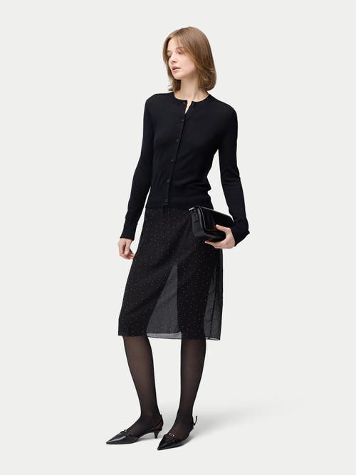 Gobi Mongolian Cashmere Cashmere Silk Buttoned Cardigan In Black