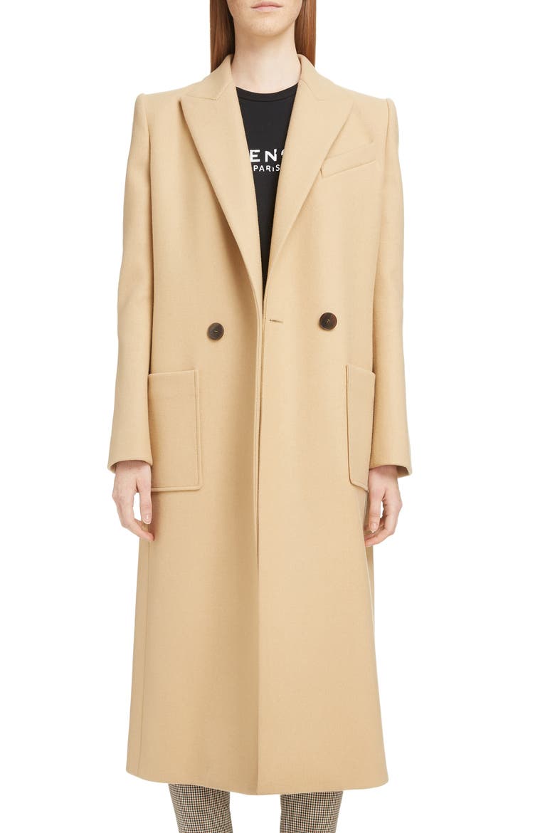 Double Breasted Wool Coat, Main, color, 250-BEIGE