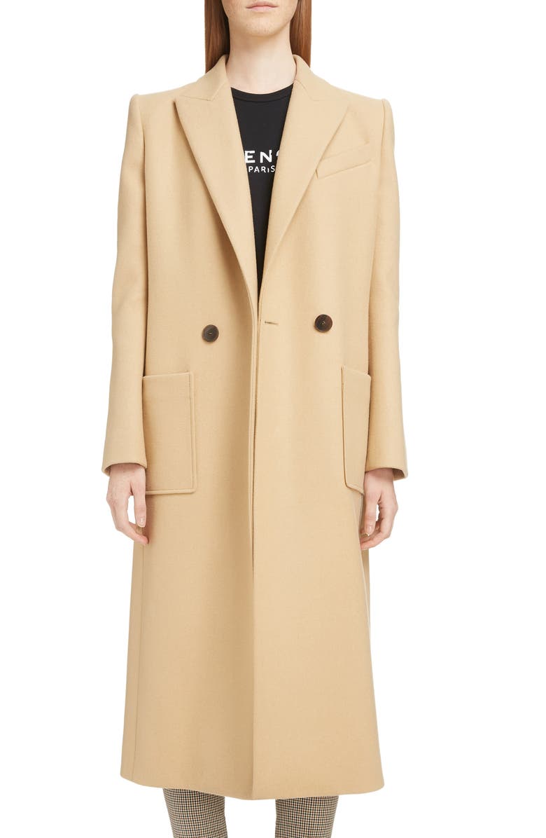Givenchy Double Breasted Wool Coat, Main, color,