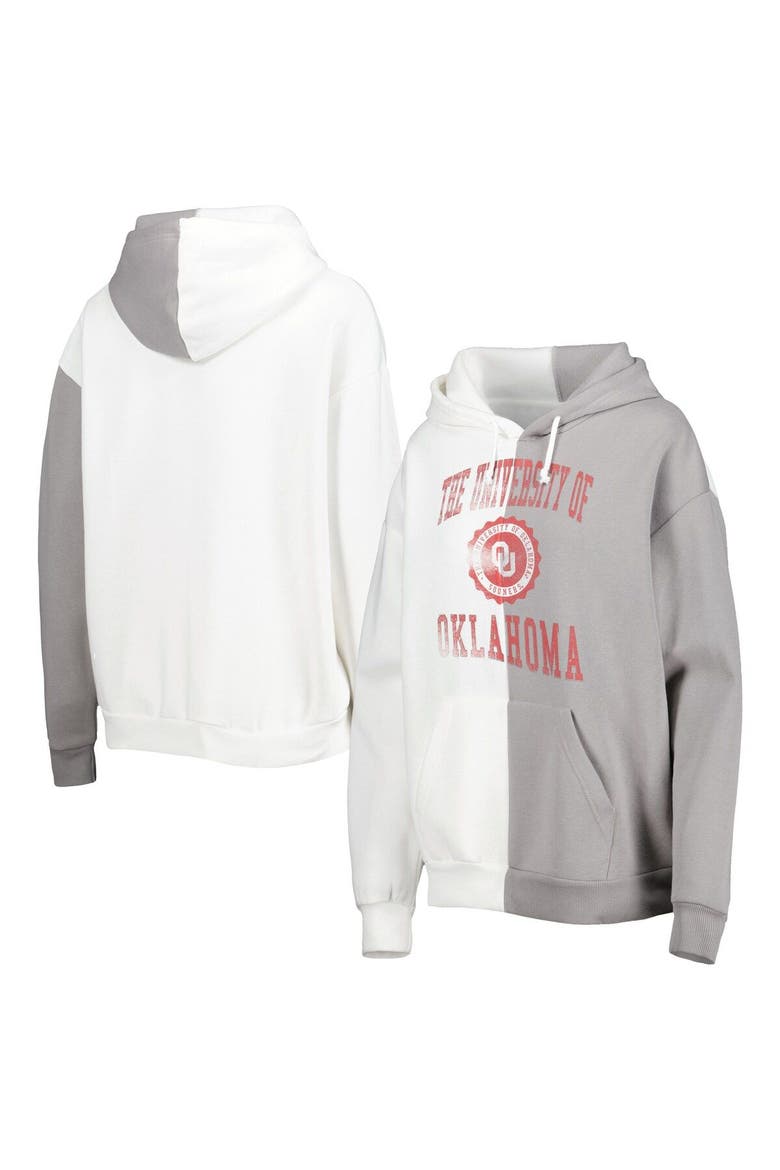 Women's Gameday Couture Gray/White Oklahoma Sooners Split Pullover Hoodie, Main, color, White