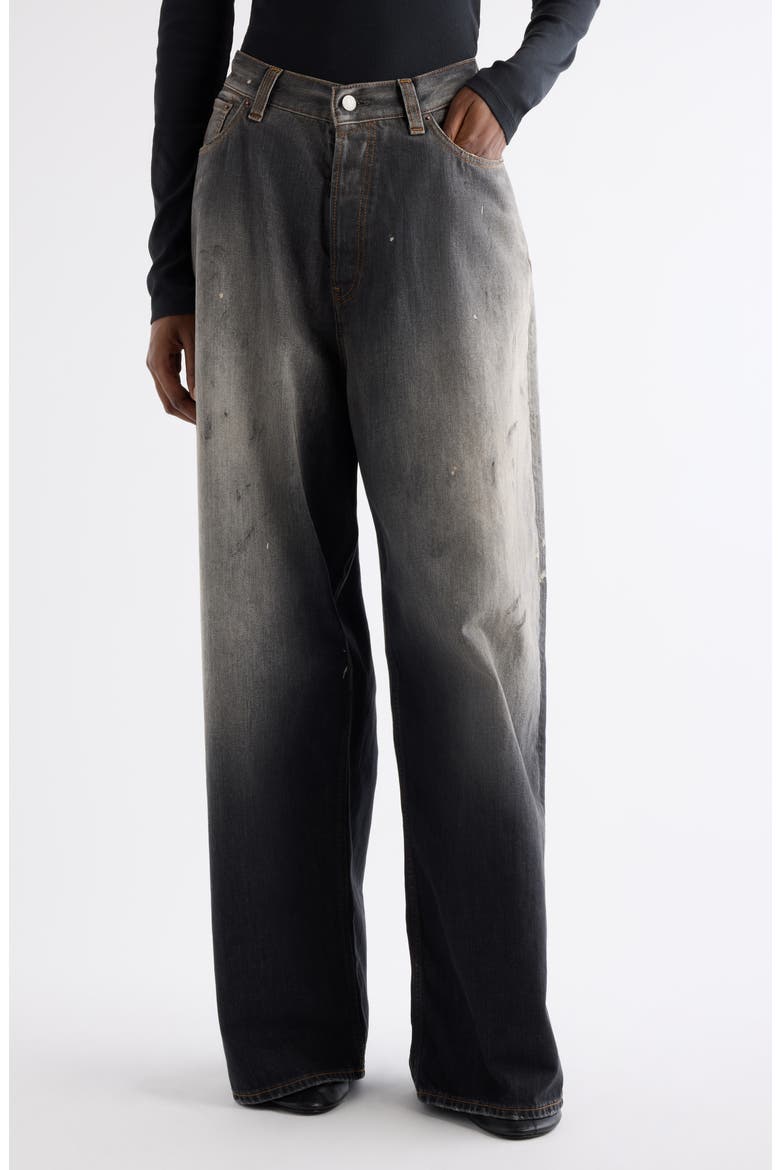 2023 Black Trafa Paint Splatter Baggy Wide Leg Jeans | Nordstrom