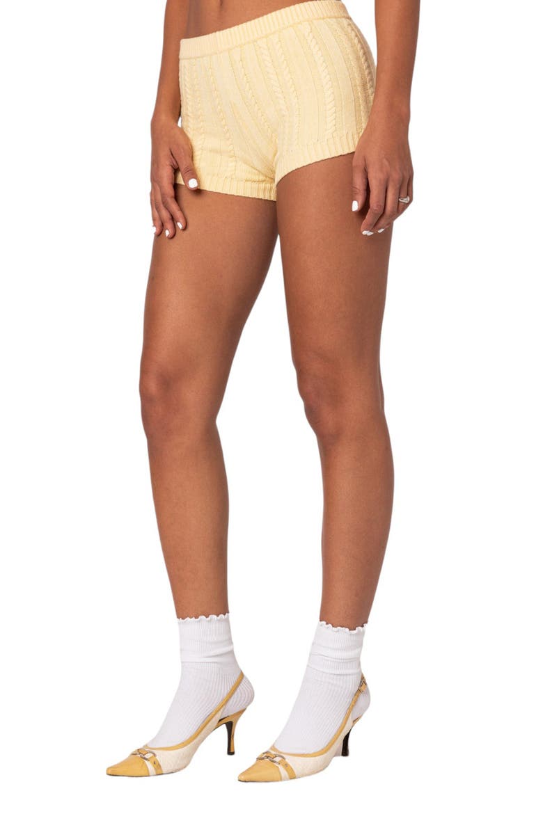 Raegan Cable Stitch Shorts, Alternate, color, YELLOW