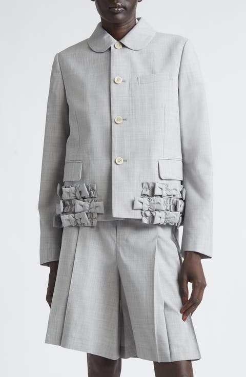 Bow Detail Tropical Wool Jacket