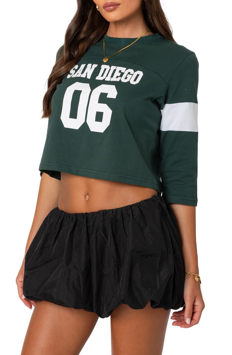 EDIKTED San Diego Football Cotton Crop Graphic T-Shirt, Alternate, color, Dark-Green
