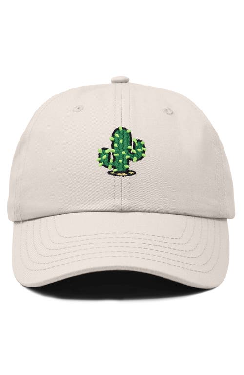 Dalix Cactus Embroidered Low Crown Cap In Beige