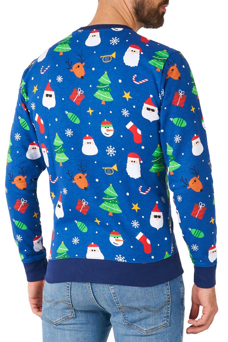 X-Mas Festivity Long Sleeve Sweater, Alternate, color, BLUE