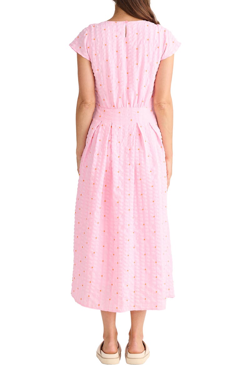 Brave+True Chessie Embroidered Seersucker Midi Dress, Alternate, color, Neon Pink Dobby
