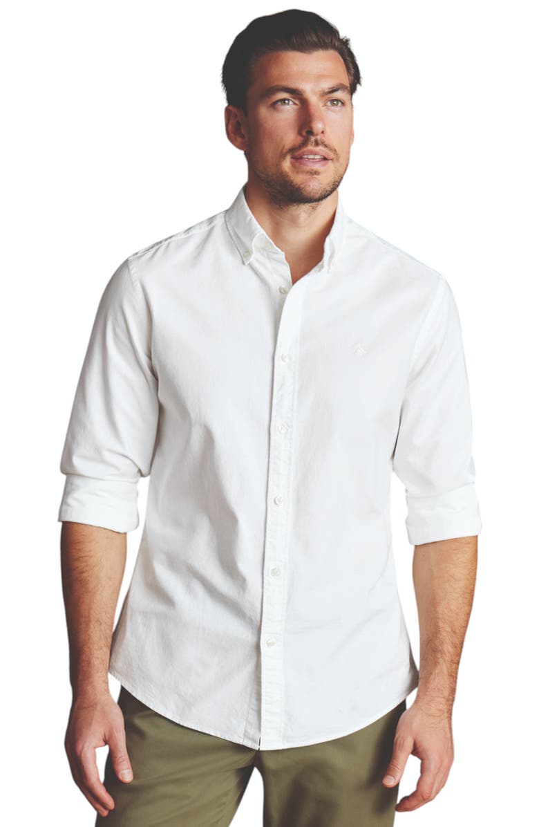 Charles Tyrwhitt Plain button-down stretch washed Oxford shirt, Alternate, color, White