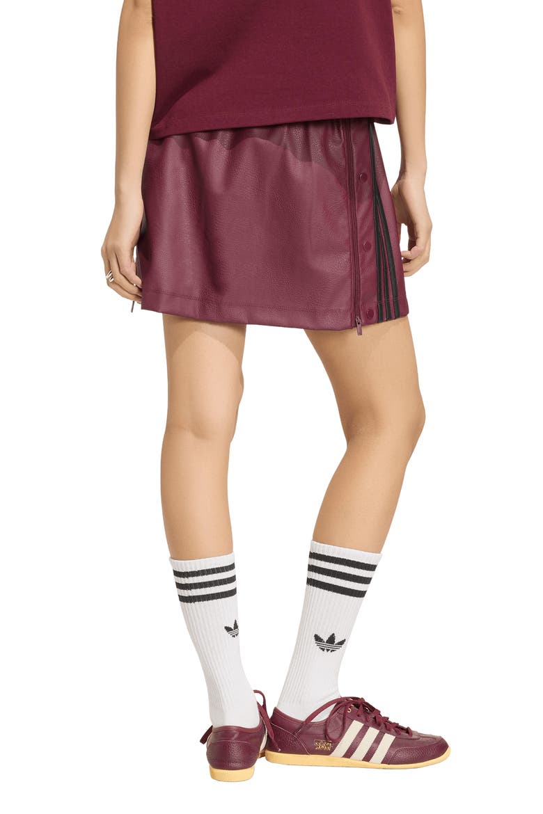 Adibreak Faux Leather Miniskirt, Alternate, color, MAROON/ BLACK