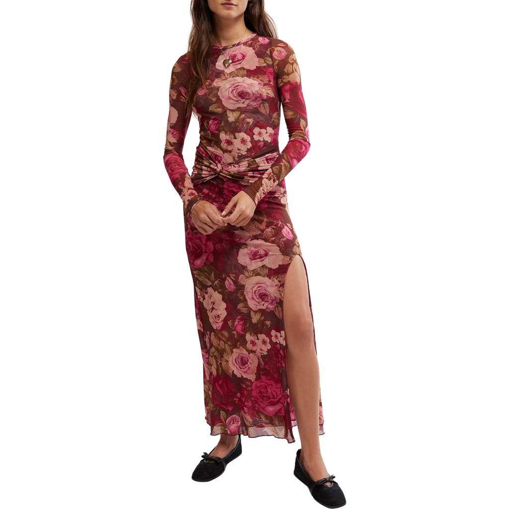 Free People Gianni Long Sleeve Stretch Mesh Body-Con Dress in Love Combo