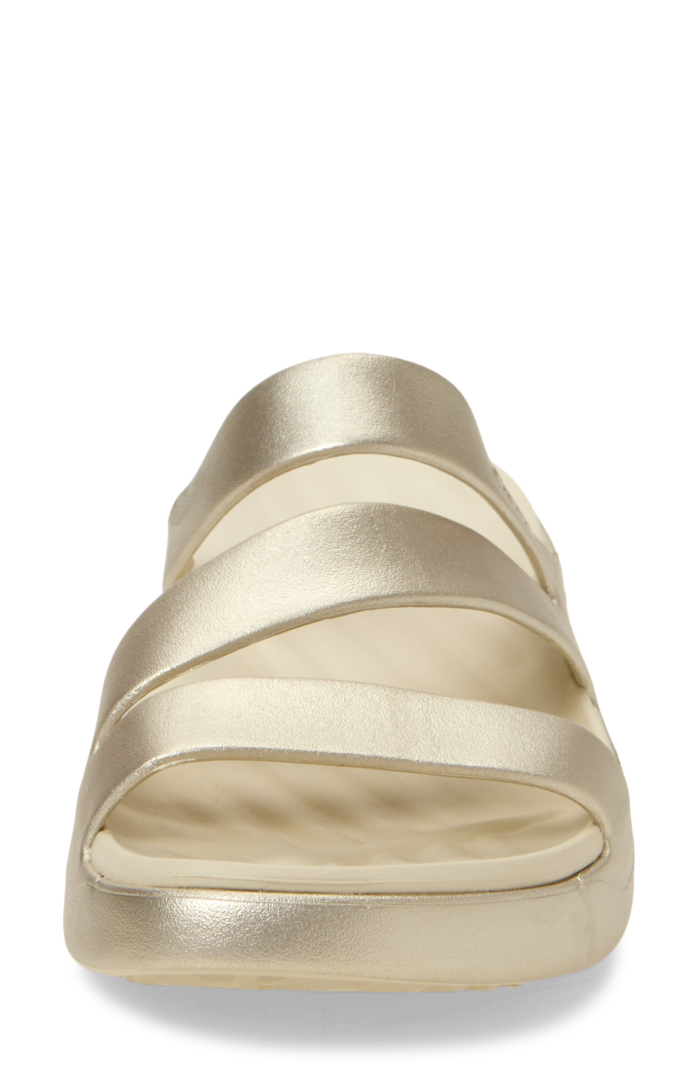 CROCS Getaway Waterproof Strappy Slide Sandal, Alternate, color, Champagne Metallic