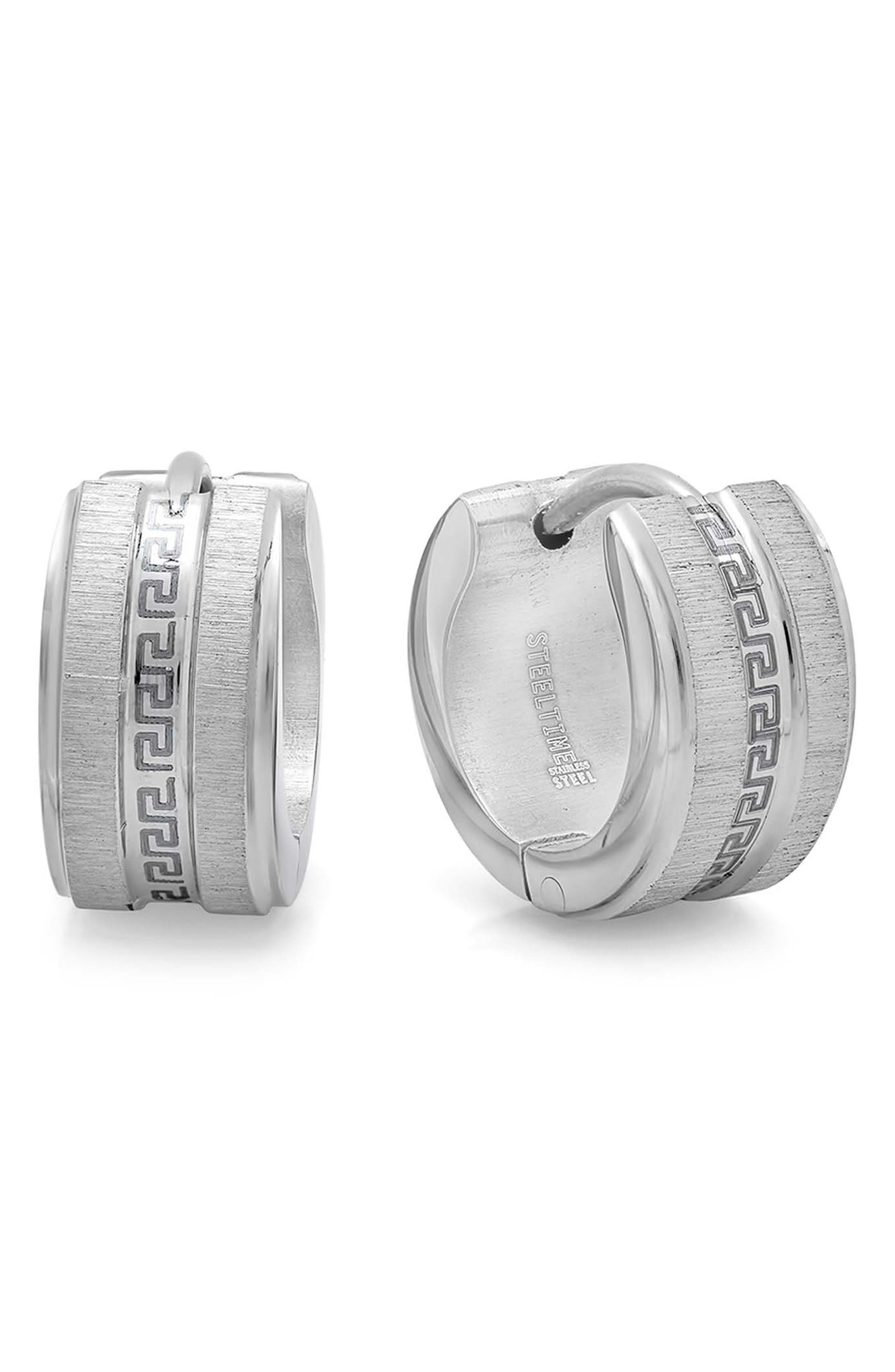 Greek Key Huggie Hoop Earrings