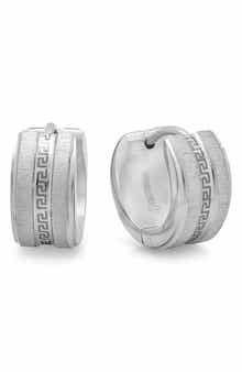 Greek Key Huggie Hoop Earrings