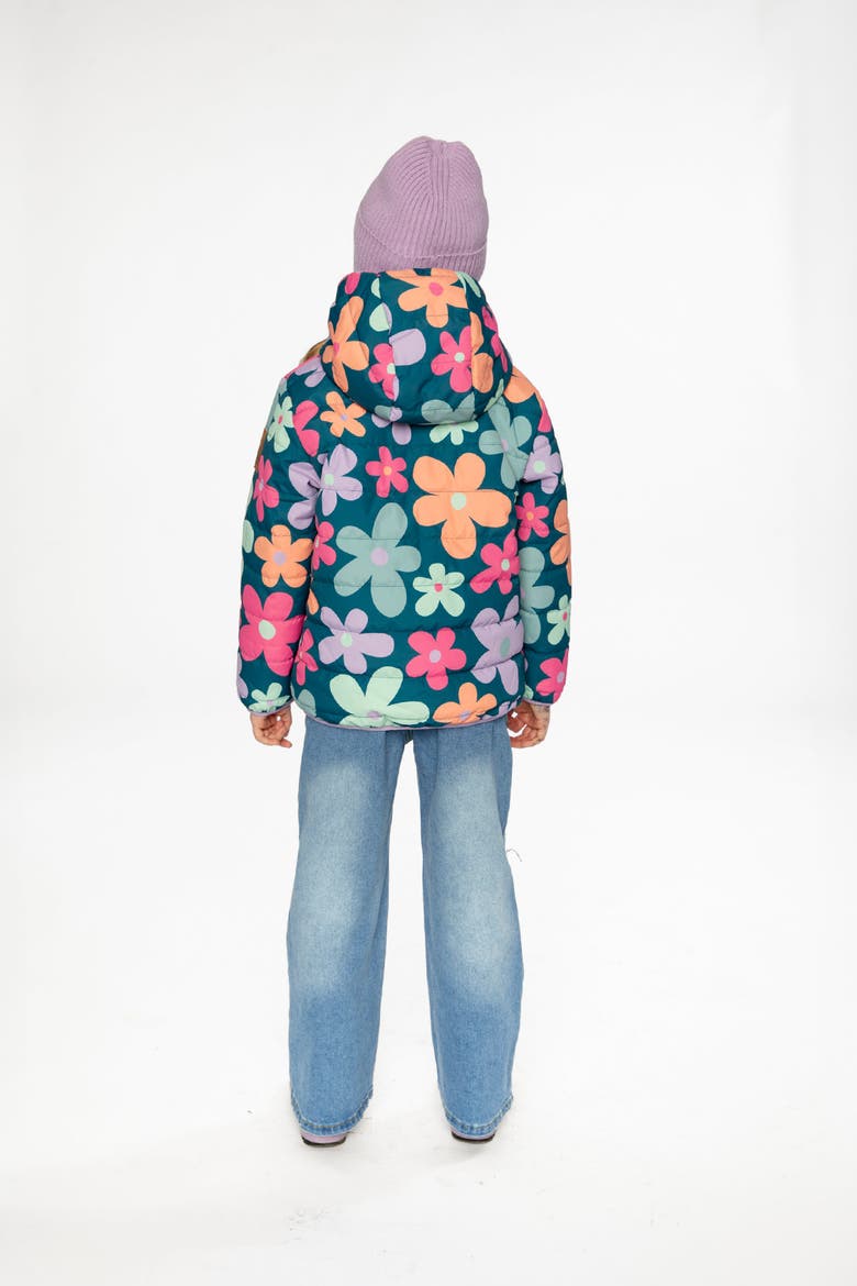 Floral Quilted Hooded Zip Pocket Mid-Season Jacket, Alternate, color, Green Floral Print