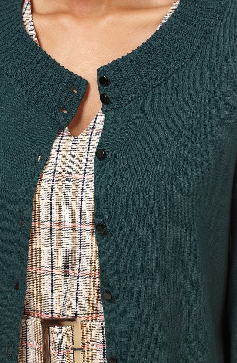 Gal Meets Glam Collection Puff Sleeve Cardigan, Alternate, color, Deep Forest