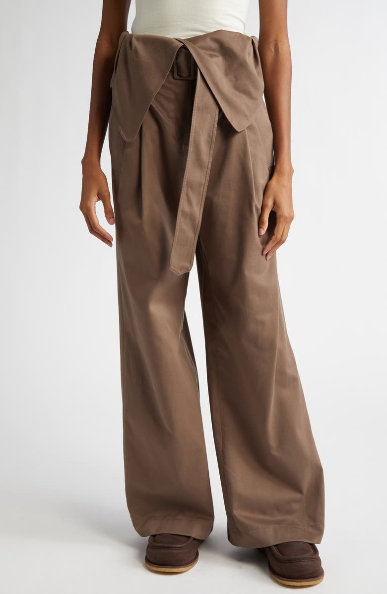 JW Anderson Foldover Belted Trench Trousers, Main, color, Smoke