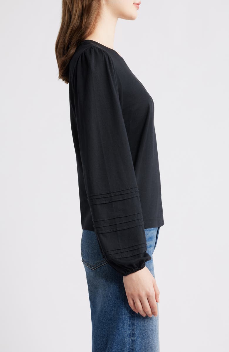 PAIGE Cyrano Pintuck Jersey Top, Alternate, color, Black