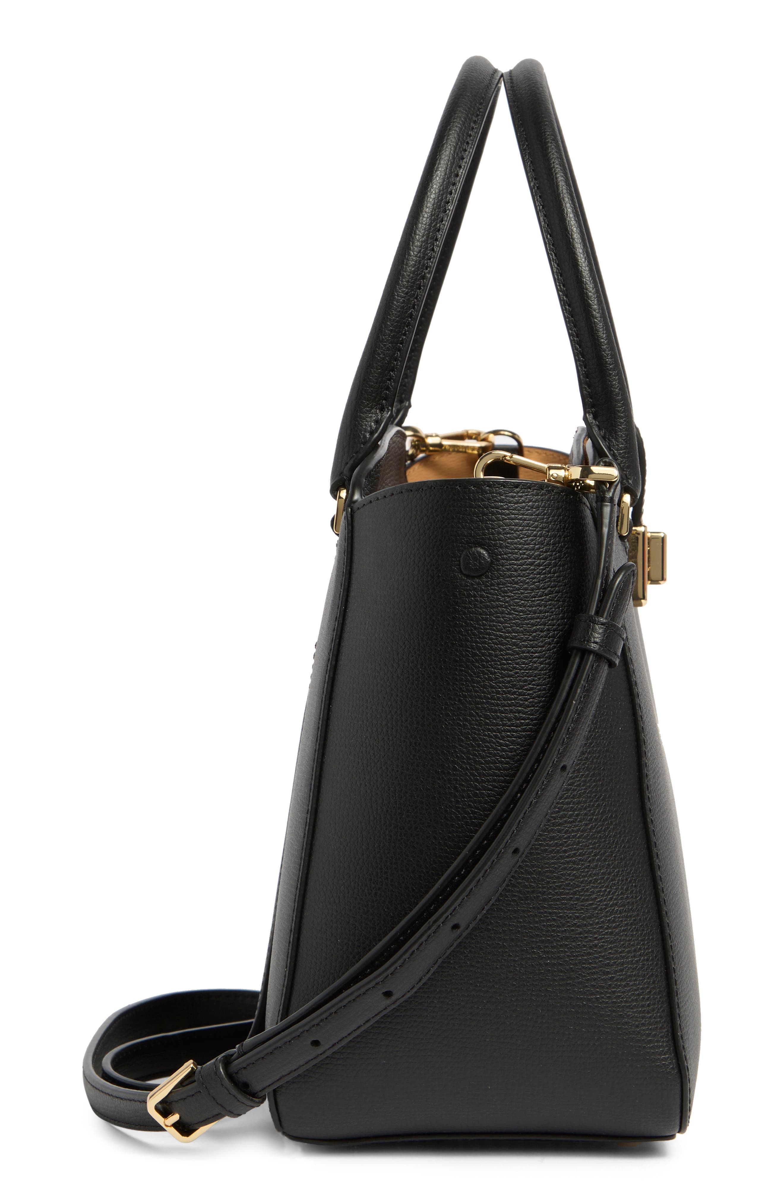 Kate Spade New York phoebe refined grained leather top handle bag, Alternate, color, Black