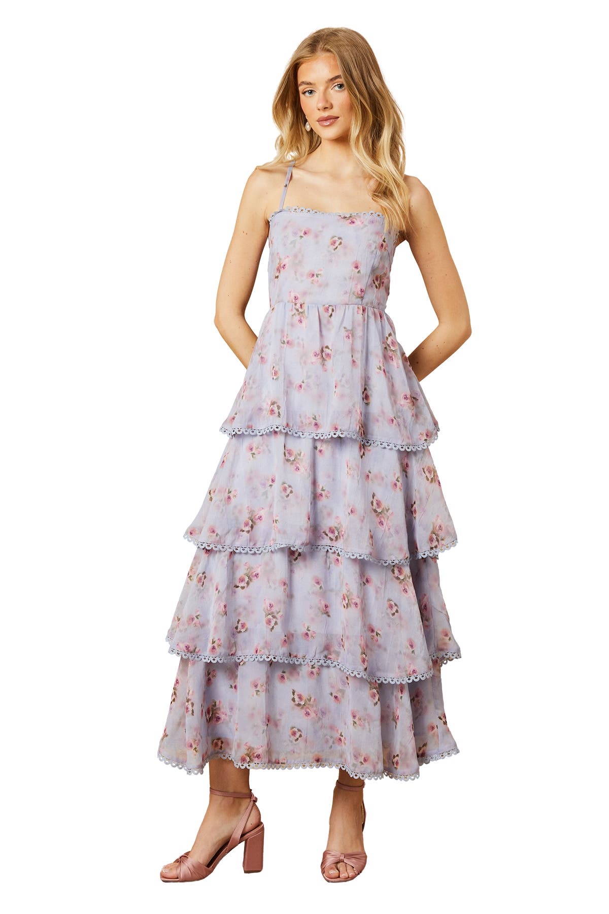 Tiered Spaghetti Strap Maxi Dress - image 3