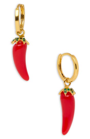 Saachi Chili Pepper Charm Huggie Earrings In Gold