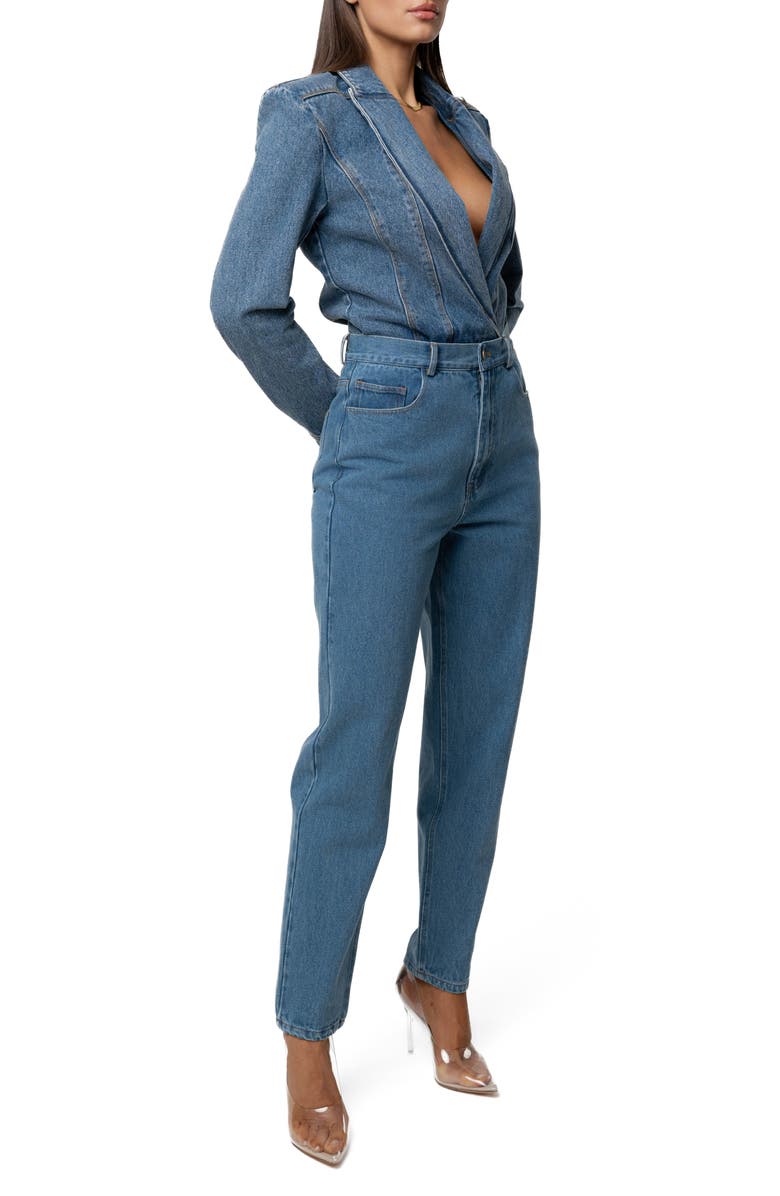 JLUXLABEL Roesia Tapered Leg Jeans, Alternate, color, Denim