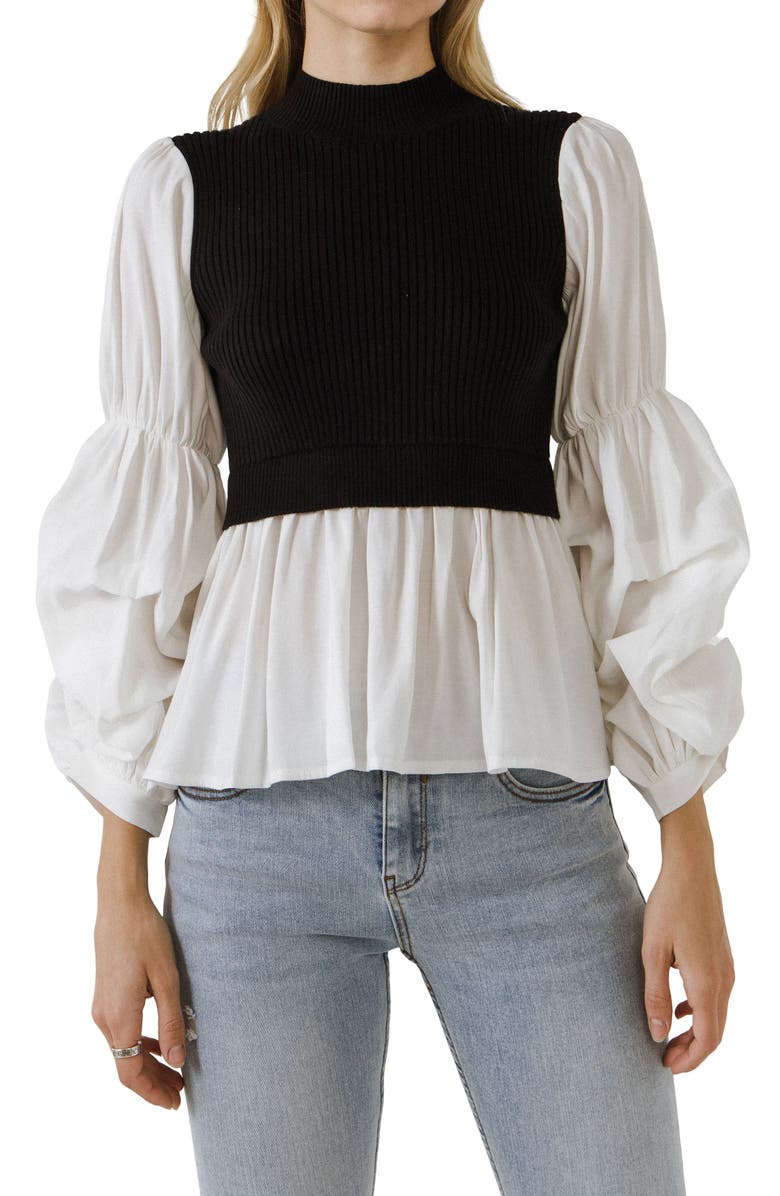 English Factory Combo Top, Alternate, color, Black Combo