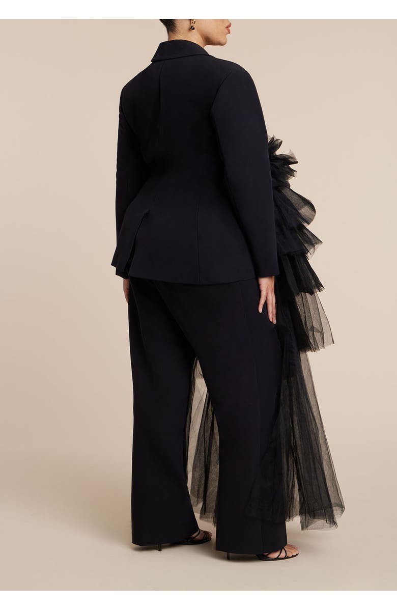 ELOQUII Dramatic Tiered Tulle Blazer, Alternate, color, Black Onyx