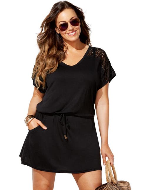 Swimsuits For All Emmie Crochet Cover Up Tunic In Black