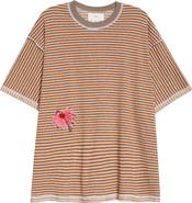 SONG FOR THE MUTE Flower Appliqué Gym T-Shirt