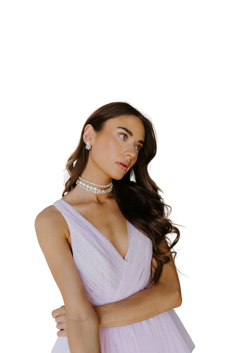 Untamed Petals Carla Crystal Stud Earrings, Alternate, color, Silver