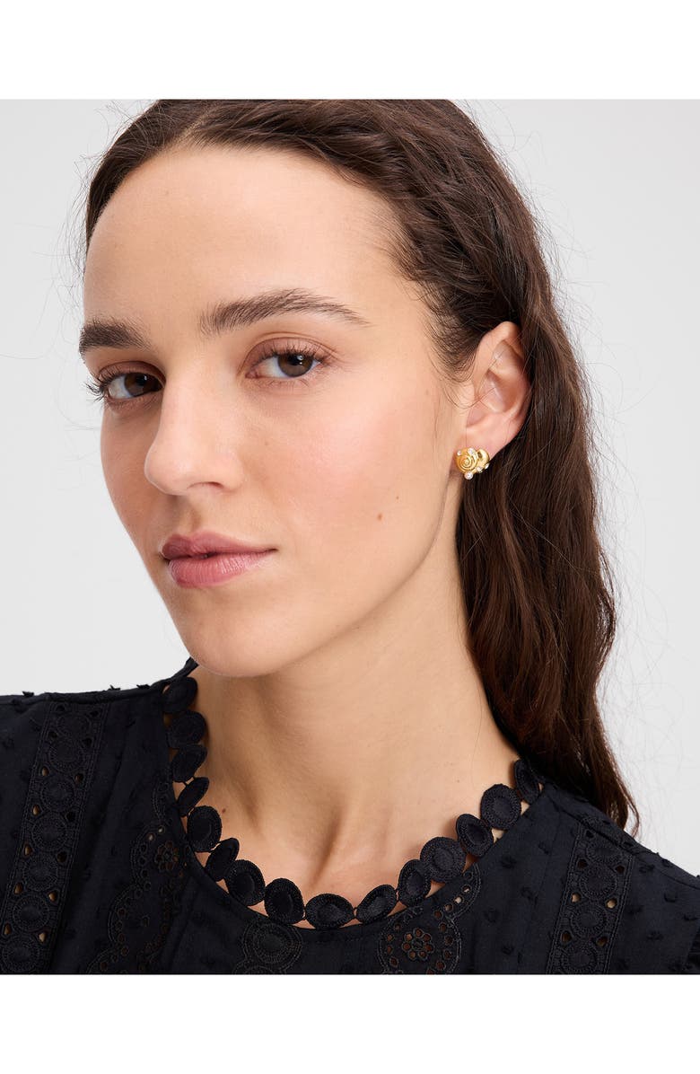 Kate Spade New York beachside shell stud earrings, Alternate, color, Clear/ Gold.