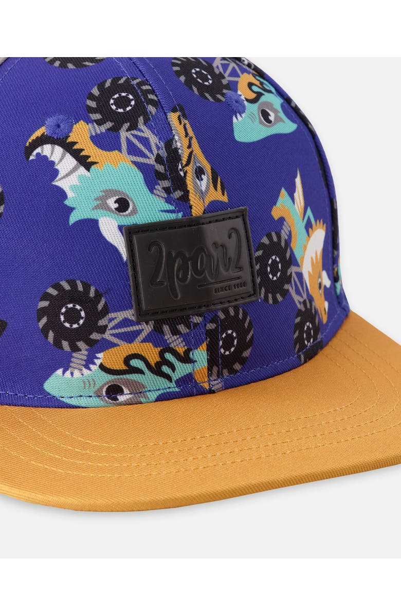 Deux par Deux Flat Brim Truck Print Cap, Alternate, color, Blue Printed Trucks